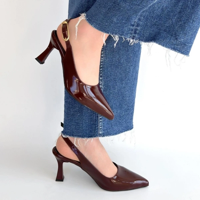 Hies Bordo Rugan Topuklu Ayakkabı