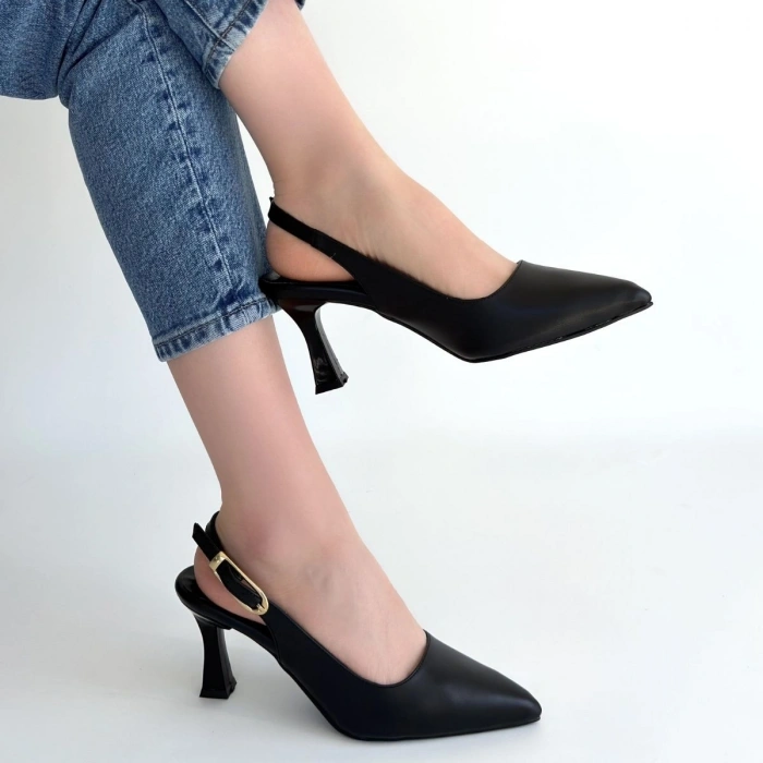 Hies Siyah Cilt Topuklu Ayakkabı