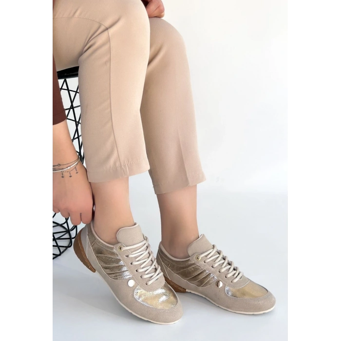 Jawen Bej Nubuk Gold Detaylı Spor Ayakkabı