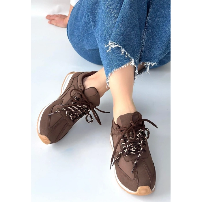 Jeat Kahverengi  Nubuk Bağcıklı Spor Ayakkabı