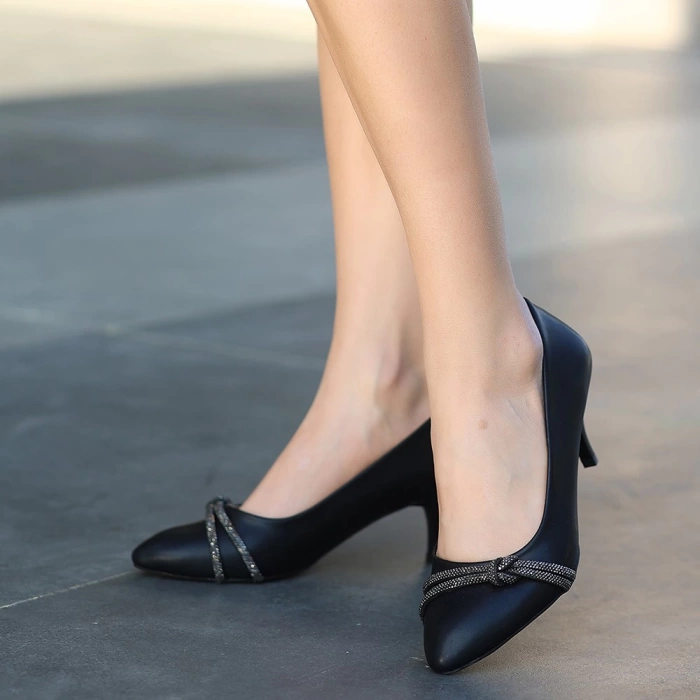 Kaes Siyah Cilt Topuklu Ayakkabı