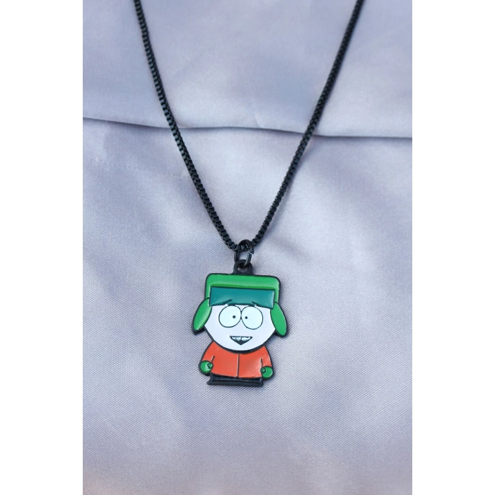 Kyle Broflovski Tasarımlı Siyah Zincirli Erkek Kolye