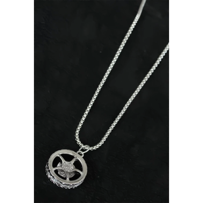 Medusa Tasarım Silver Renk Zincirli Erkek Kolye