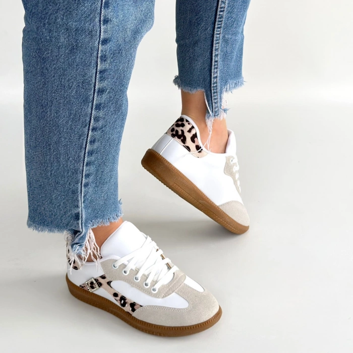 Mier Beyaz Cilt Bağcıklı Spor Ayakkabı