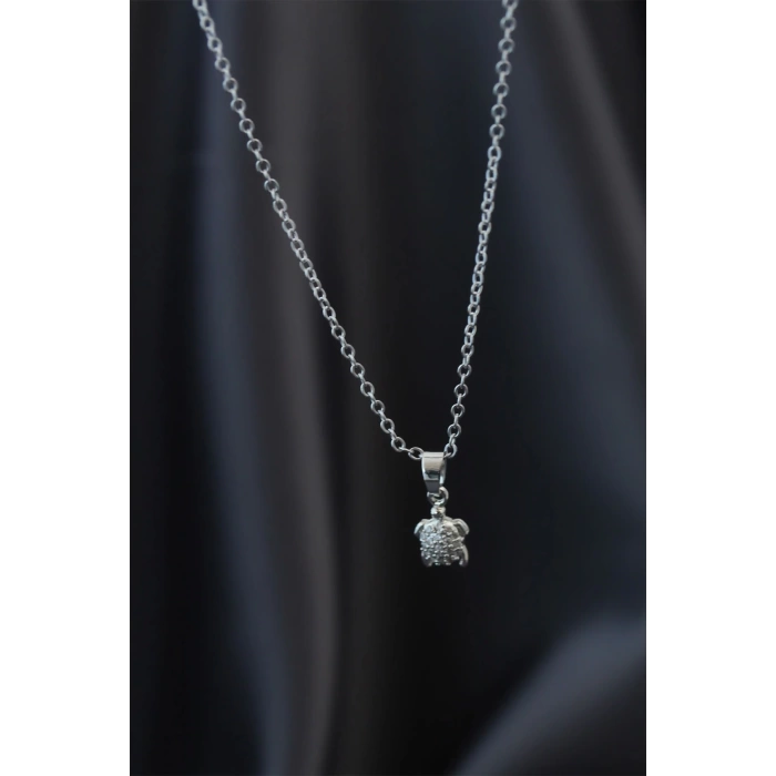 Minimal Caretta Caretta Silver Renk Zirkon Taşlı Kadın Kolye
