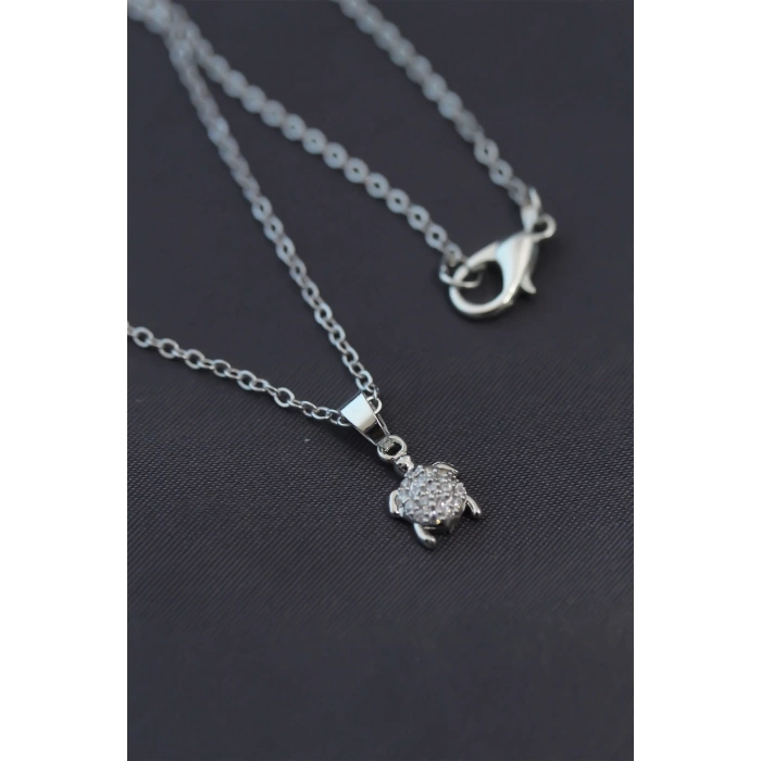 Minimal Caretta Caretta Silver Renk Zirkon Taşlı Kadın Kolye