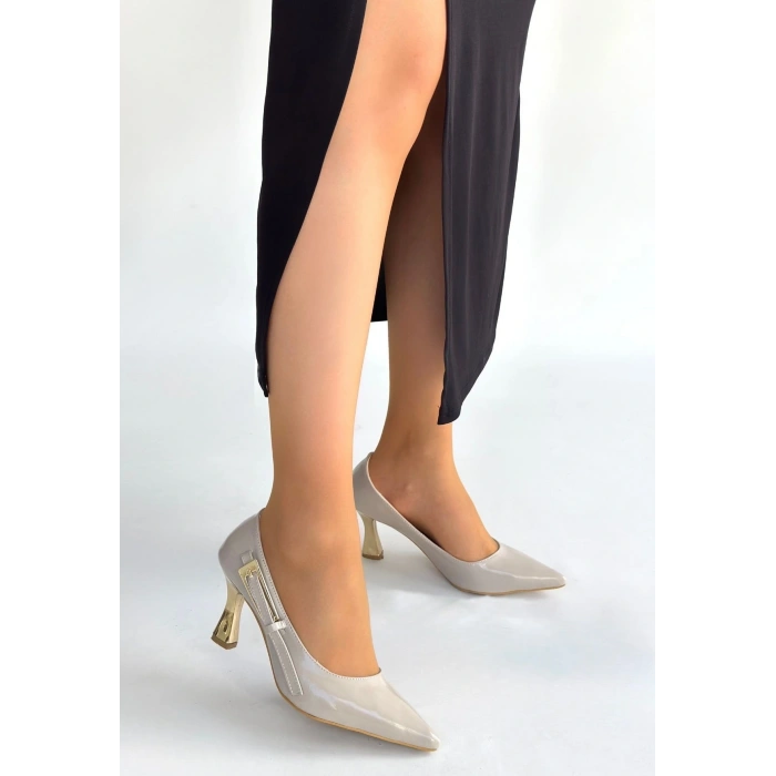 Motya Bej Rugan Topuklu Ayakkabı