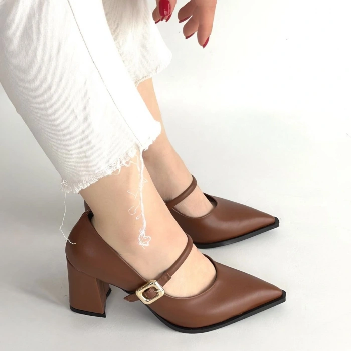 Nıvra Taba Cilt Topuklu Ayakkabı