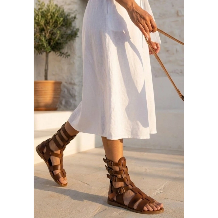 Nola Taba Deri Kemerli Sandalet