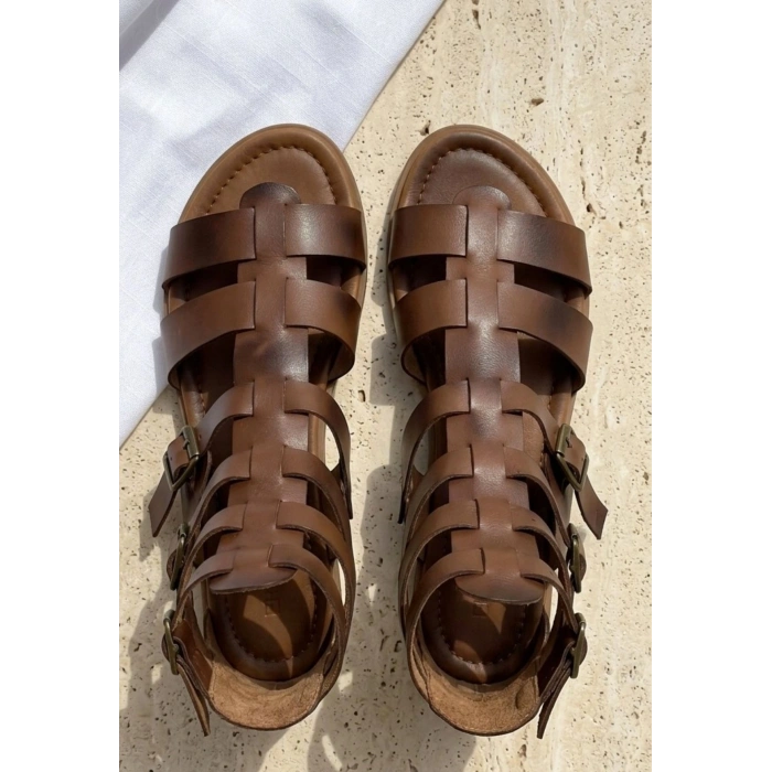 Nola Taba Deri Kemerli Sandalet
