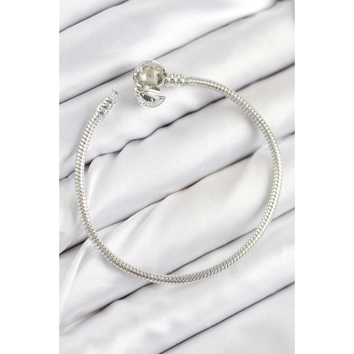 Pirinç Charm Topcuk Model Gümüş Renk Kadın Bileklik