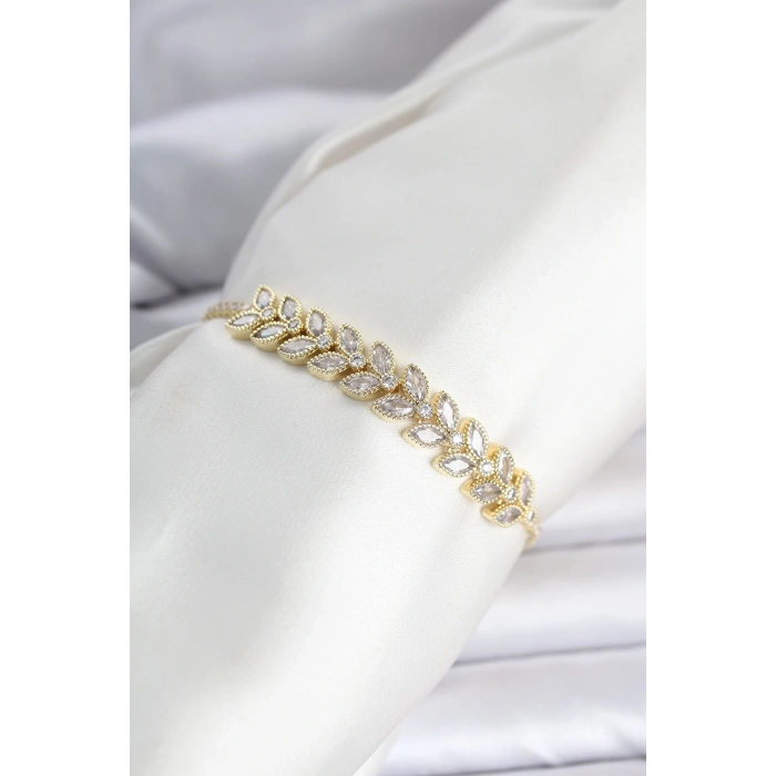 Pirinç Gold Renk Başak Model Su Yolu Kadın Bileklik