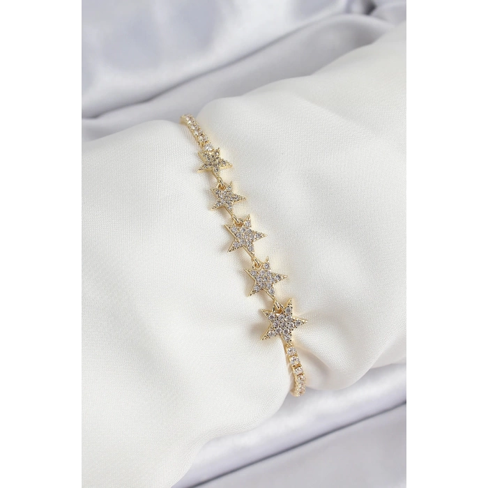 Pirinç Gold Renk Yıldız Model Kadın Bileklik
