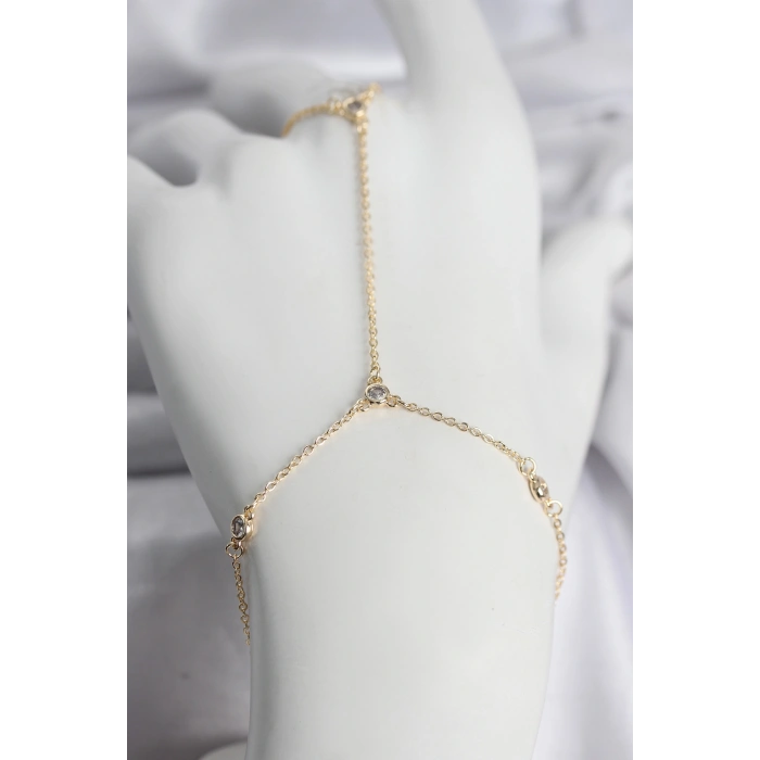 Pirinç Gold Renk Zirkon Taşlı Kadın Şahmeran