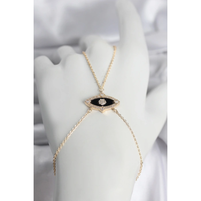 Pirinç Göz Model Gold Renk Zirkon Taşlı Kadın Şahmeran