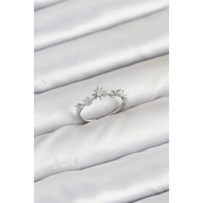 Pirinç Gümüş Renk Manifest Kadın Yüzük