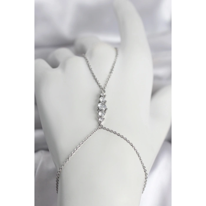 Pirinç Gümüş Renk Zirkon Taşlı Kadın Şahmeran