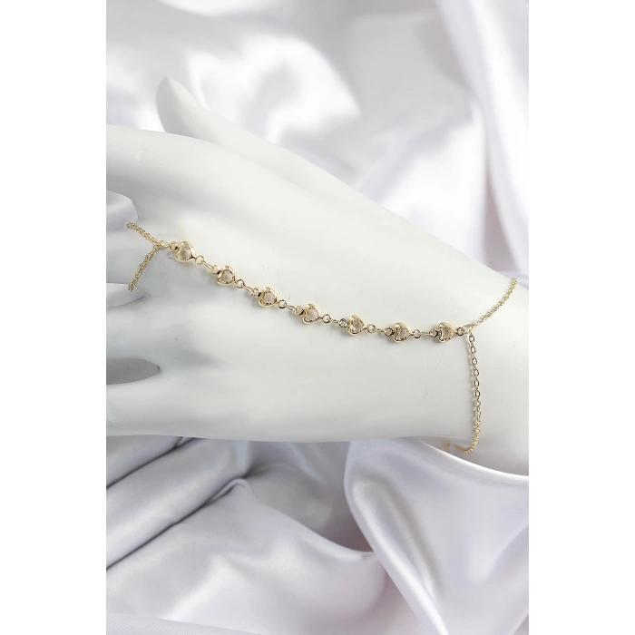 Pirinç Kalpli Zirkon Taşlı Y Model Gold Renk Kadın Şahmeran