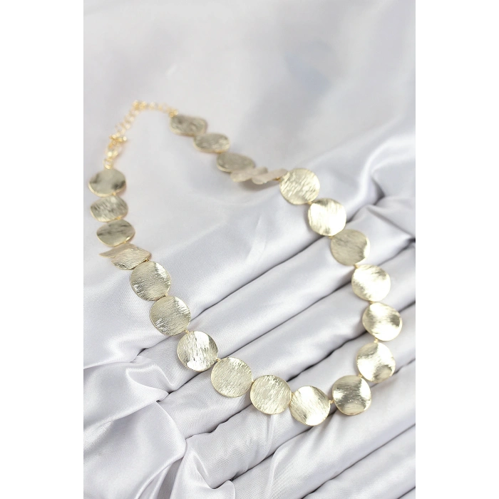 Pirinç Sıralı Para Model Gold Renk Kadın Kolye