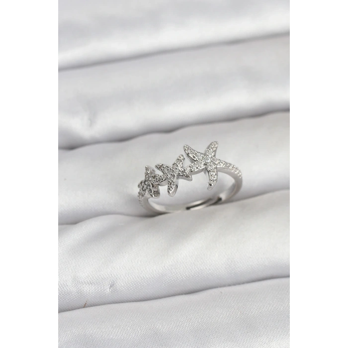 Pirinç Yıldız Model Gümüş Renk Kadın Yüzük