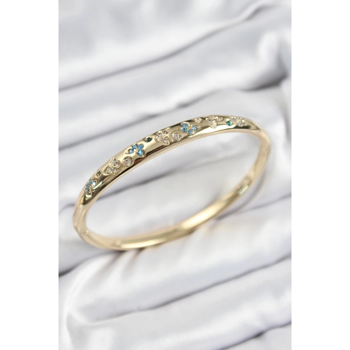 Pirinç Zirkon Taşlı Kelebek Model Gold Renk Kadın Kelepçe