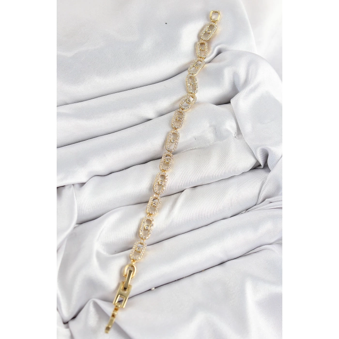 Pirinç Zirkon Taşlı Messika Model Gold Renk VIP Seri Kadın Bileklik