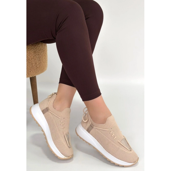 Renji Bej Triko Bağcıklı Spor Ayakkabı