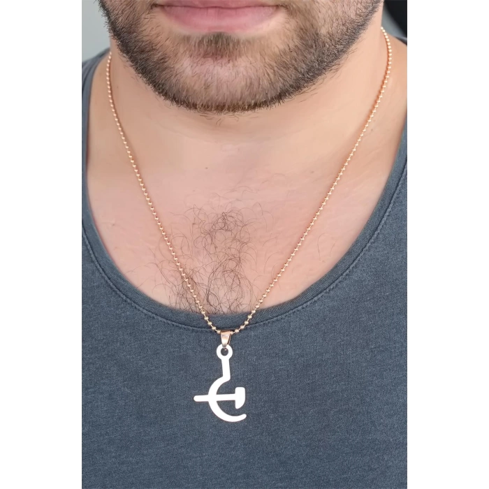 Rose Renk Metal Orak ve Balta Figürlü Erkek Kolye
