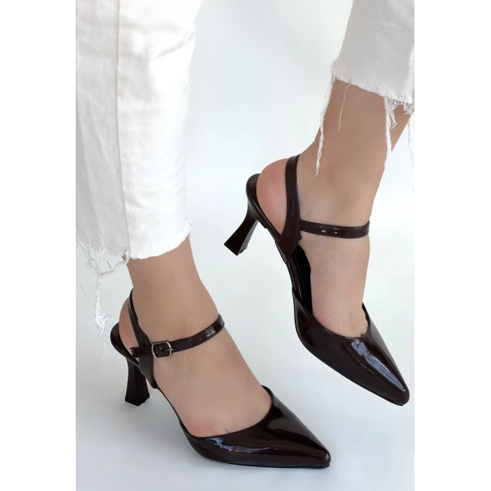 Suden Kahverengi Rugan Topuklu Ayakkabı