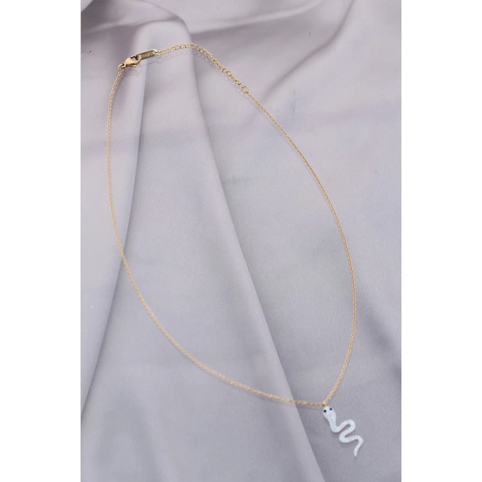 Trend Zirkon Taşlı Yılan Model Çelik Kadın Kolye