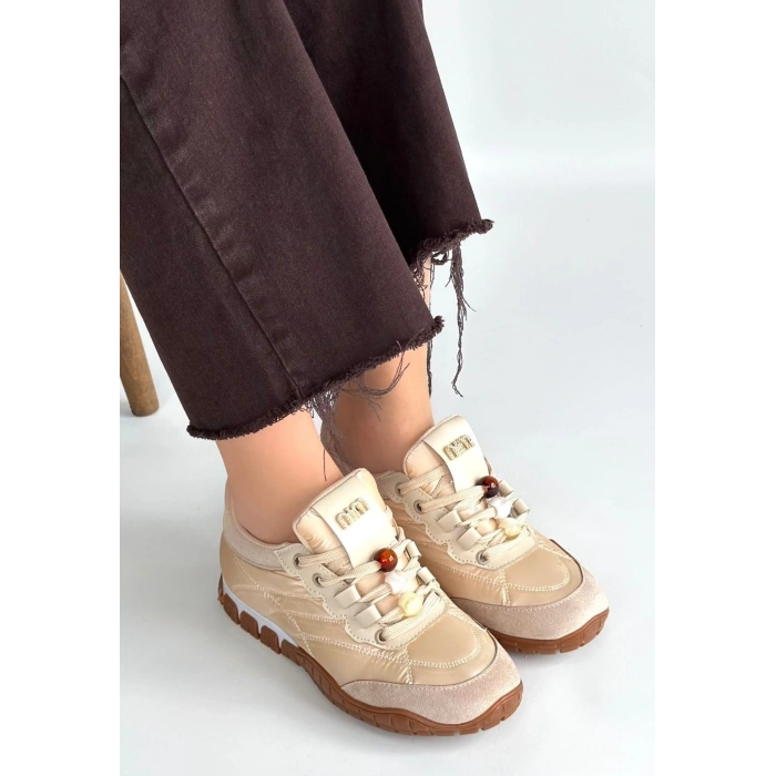 Tues Bej Nubuk Bağcıklı Spor Ayakkabı