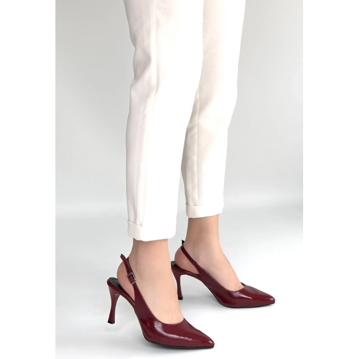 Uster Bordo Rugan Topuklu Ayakkabı
