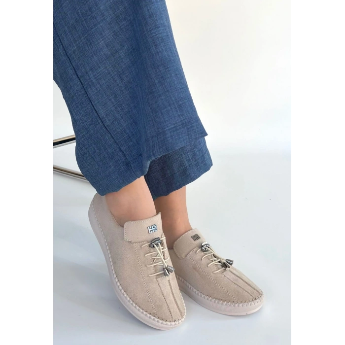 Warte Bej Süet Bağcıklı Spor Ayakkabı