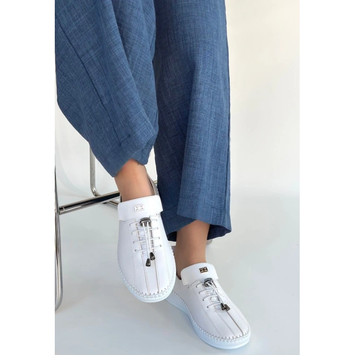 Warte Beyaz Deri Bağcıklı Spor Ayakkabı