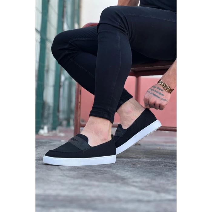 WG061 Siyah Triko Babet Erkek Casual Ayakkabı