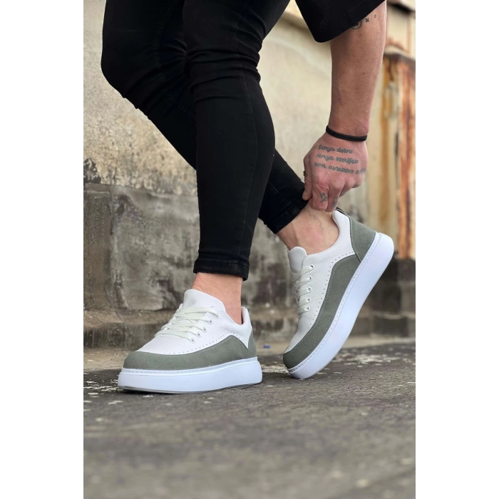 WG162 Beyaz Gri Ortopedik Taban Erkek Casual Ayakkabı