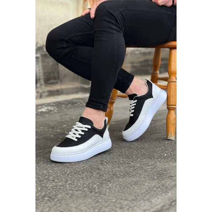 WG162 Beyaz Siyah Ortopedik Taban Erkek Casual Ayakkabı