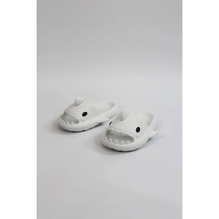 WG500 Köpekbalığı Beyaz Unisex Tam Ortopedik Terlik Shark Slides Cocuk