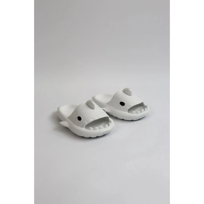 WG500 Köpekbalığı Beyaz Unisex Tam Ortopedik Terlik Shark Slides Cocuk