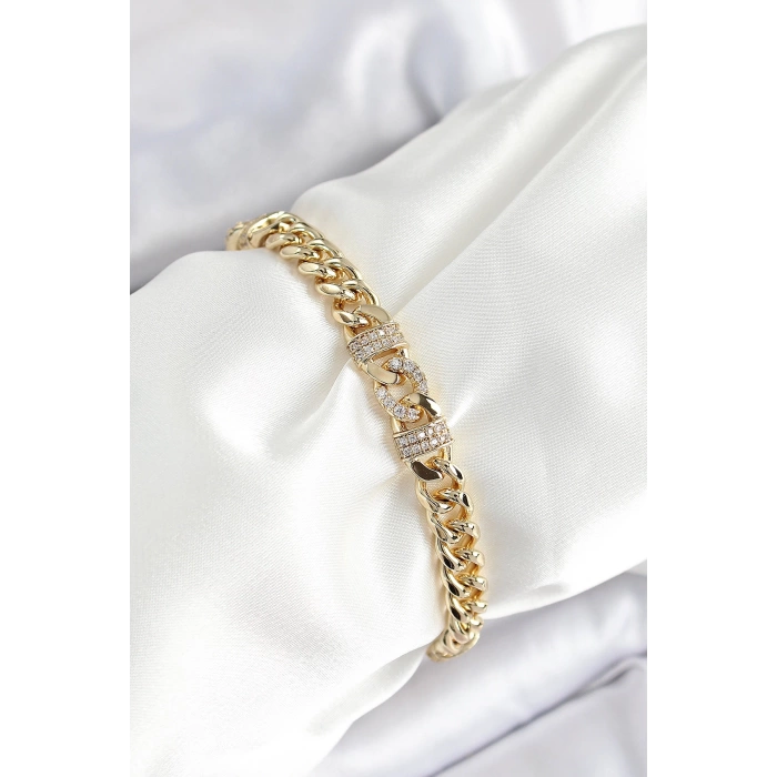 Xuping Pirinç Klasik Zincir Model Gold Renk Kadın Bileklik