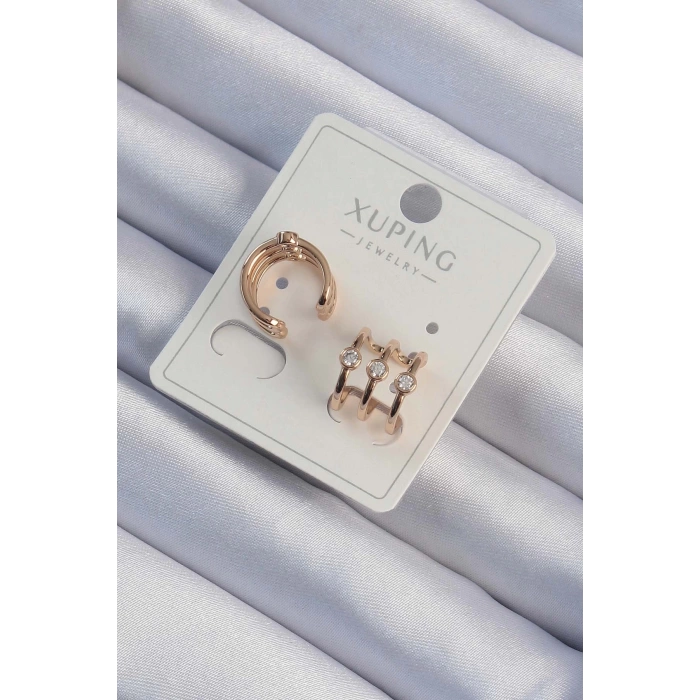 Xuping Rose Renk Zirkon Taşlı Earcuff Küpe