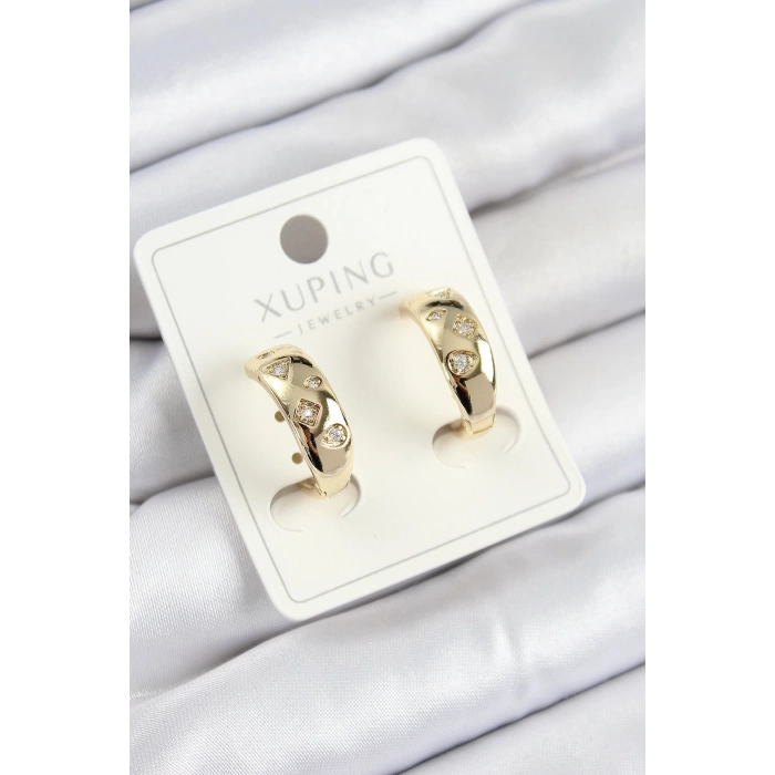 Xuping Zirkon Taşlı Halka Model Gold Renk Kadın Küpe