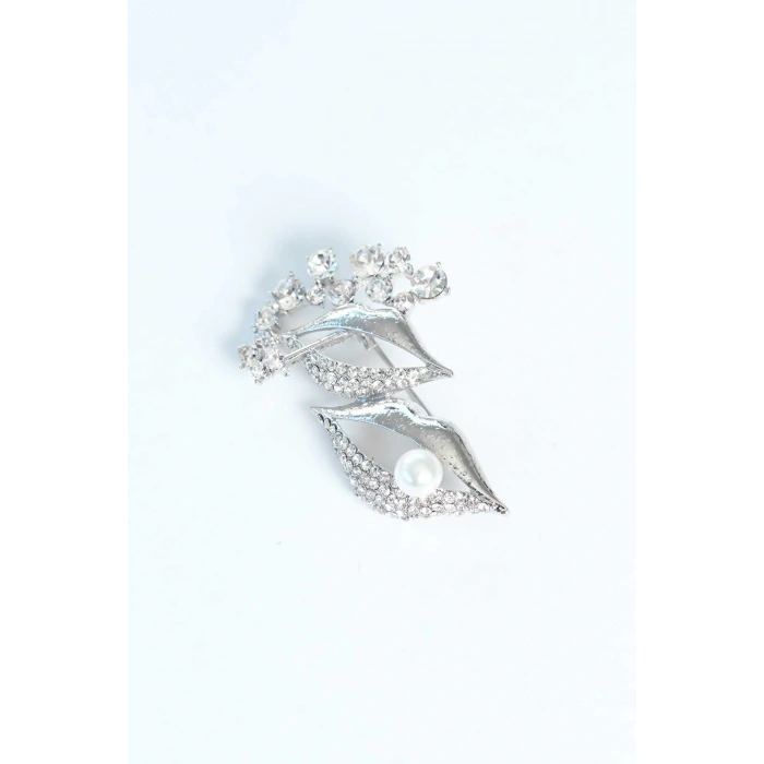 Zirkon Taşlı Metal Broş