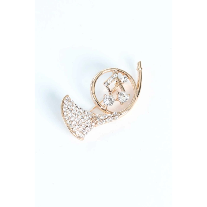 Zirkon Taşlı Metal Broş