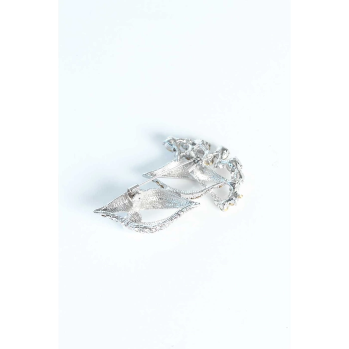 Zirkon Taşlı Metal Broş