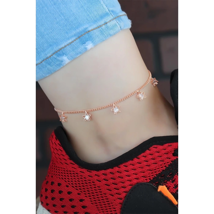 Zirkon Taşlı Rose Renk Yıldızlı Hal Hal