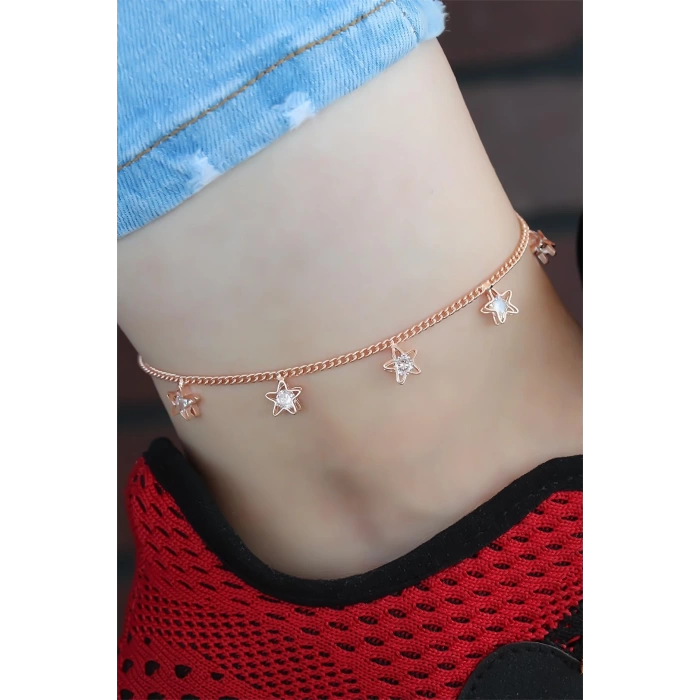 Zirkon Taşlı Rose Renk Yıldızlı Hal Hal