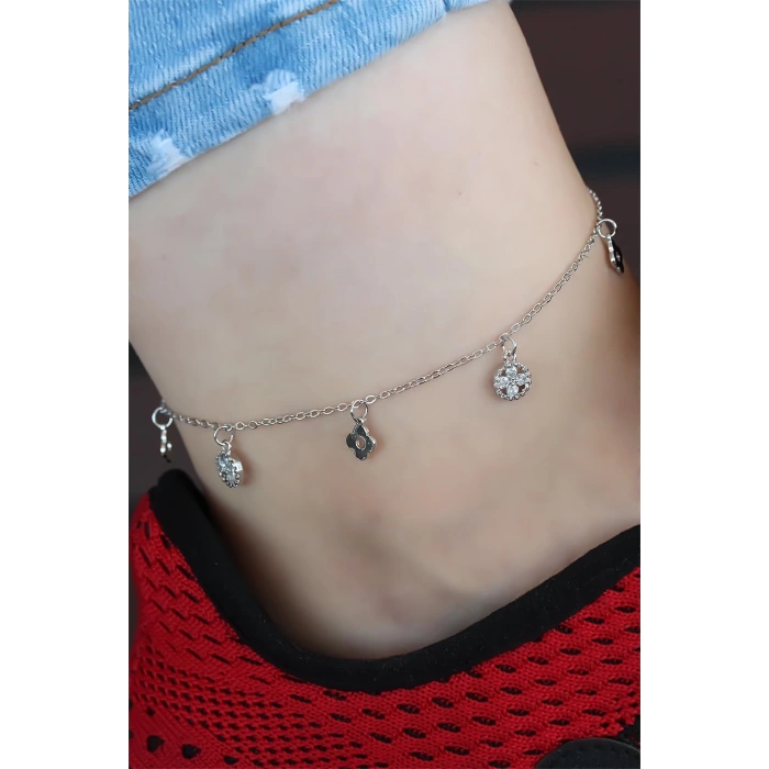 Zirkon Taşlı Silver Renk Kaplama Zincir Hal Hal