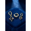 3 lü Set Küpe Gold Renk Eros Yay Detaylı