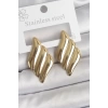 316 Çelik Gold Renk Dalga Model Kadın Küpe